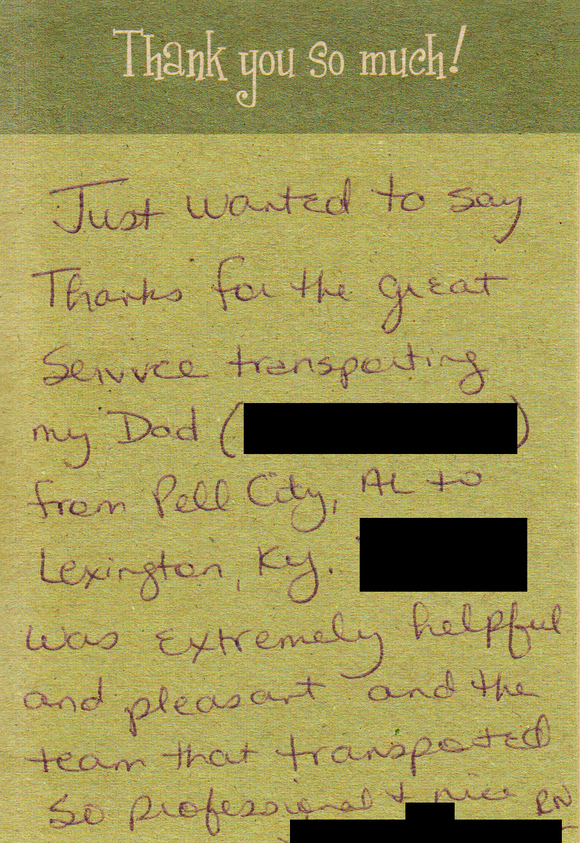 Long Distance Elderly Transport Testimonial